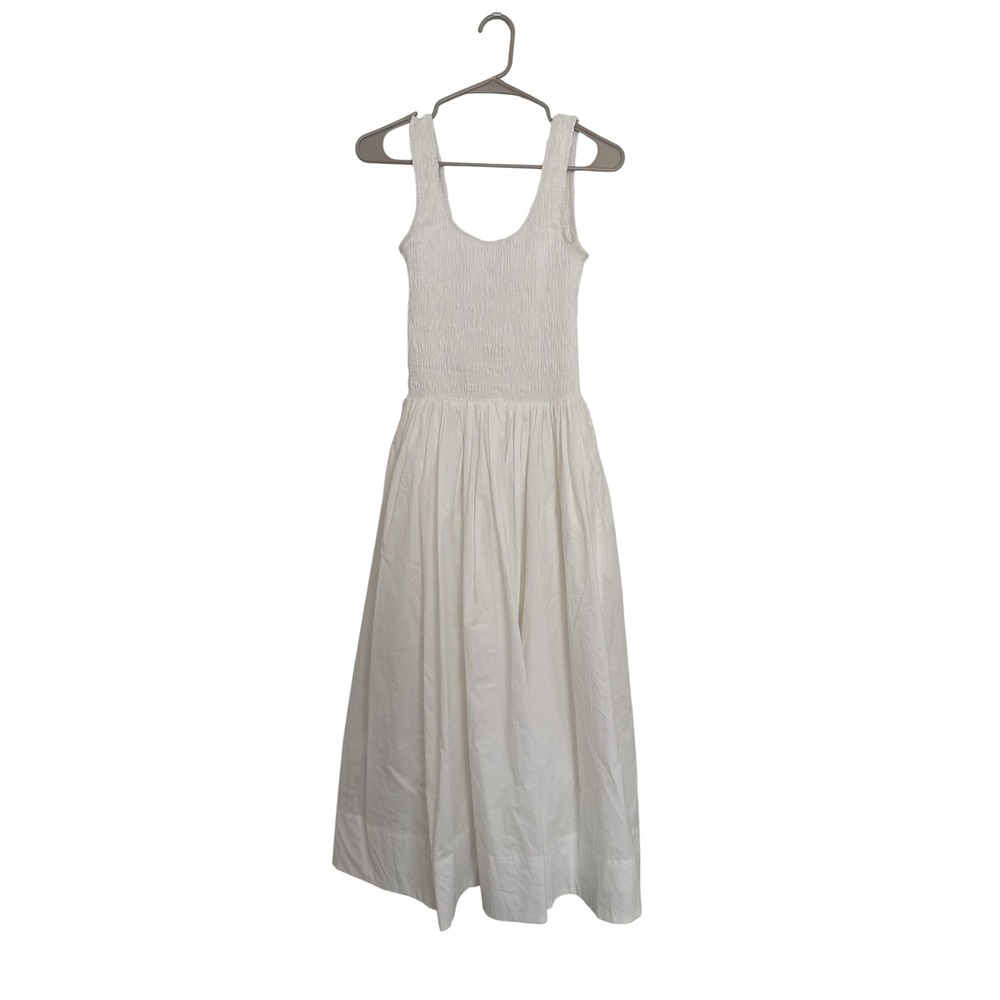 Sofie the Label White Cotton Smocked Midi Dress Cottagecore XS NWT